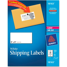 Shipping Labels for Laser and Ink Jet Printers, 2 x 4, White, 100/Pack