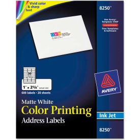 Inkjet Labels for Color Printing, 1 x 2-5/8, Matte White, 600/Pack