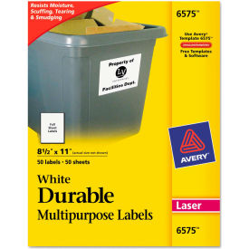 Permanent Durable ID Laser Labels, 8-1/2 x 11, White, 50/Pack