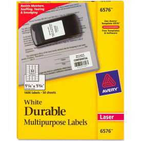 Permanent Durable ID Laser Labels, 1-1/4 x 1-3/4, White, 1600/Pack