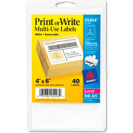 Print or Write Removable Multi-Use Labels, 4 x 6, White, 40/Pack