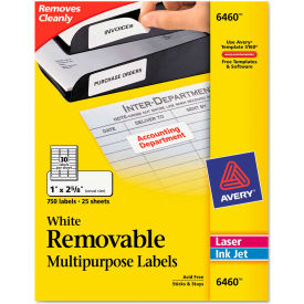 Removable Inkjet/Laser ID Labels, 1 x 2-5/8, White, 750/Pack