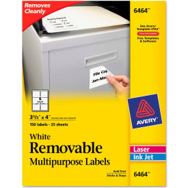 Removable Inkjet/Laser ID Labels, 3-1/3 x 4, White, 150/Pack