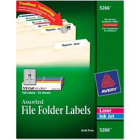 Permanent Adhesive File Folder Labels, Assorted, 750/Pack