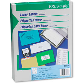 Pres-A-Ply Laser Address Labels, 1 x 2-5/8, White, 7500/Box