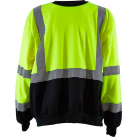HiVis Crew Neck Sweatshirt, ANSI Class 3, Polar Fleece, Lime/Black, 3XL