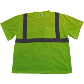 Short Sleeve T-Shirt, ANSI Class 2, Polyester Birdseye Mesh, Lime, 3XL