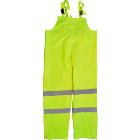 Waterproof Bib Pants, ANSI Class E, 300D Oxford/PU Coating, Lime, XL