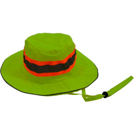 Hi-Visibility Full Brimmed Ranger Hat, Polyester Mesh/Oxford, Lime, L/XL