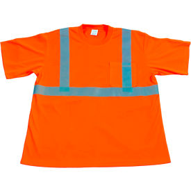Short Sleeve T-Shirt, ANSI Class 2, Polyester Birdseye Mesh, Orange, 2XL