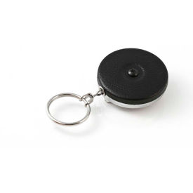 Retractable Key Reel with 24" Stainless Steel Chain Black Front Steel Belt Clip