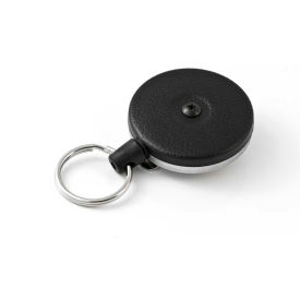 Retractable Key Reel with 48" Kevlar Cord Black Front Steel Belt Clip