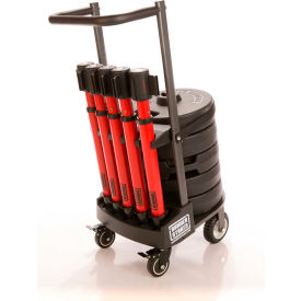 Banner Stakes PLUS Cart Package, 22"-42" Red Post, 15' Red "Restricted Area" Belt