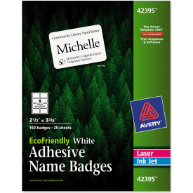 EcoFriendly Name Badge Labels, 2-1/3" x 3-3/8, White, 160/Box