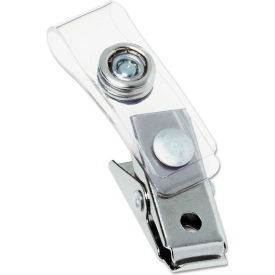 Badge Clip with Mylar Strap, Silver, 100/Box