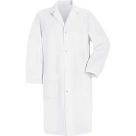 Red Kap Men's Gripper-Front Lab Coat, White, Poly/Cotton