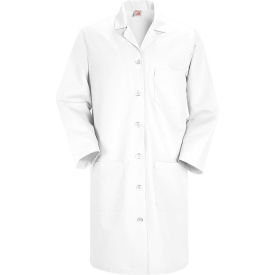 Women's Button Front Lab Coat, White, Poly/Combed Cotton, 4XL