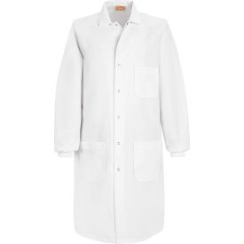 Unisex Specialized Cuffed Lab Coat with Outside Pocket, White, Poly/Combed Cotton