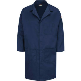 Unisex Concealed Snap Front Lab Coat, Navy, Cotton/Nylon, XL