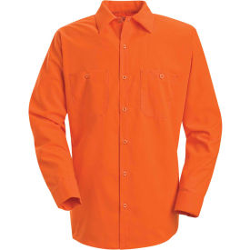 Enhanced Visibility Long Sleeve Work Shirt, Fluorescent Orange, Regular fit, M