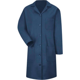 Red Kap Women's Button Front Lab Coat, Navy, Poly/Combed Cotton
