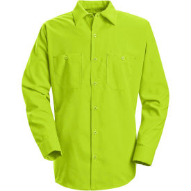 Enhanced Visibility Long Sleeve Work Shirt, Fluorescent Yellow/Green, Regular, 3XL