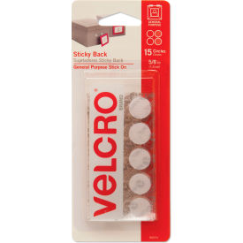 Sticky-Back Hook and Loop Dot Fasteners on Strips, 5/8 dia., White, 15 Sets/Pack
