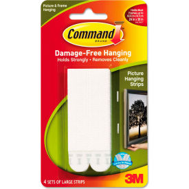 Picture Hanging Strips, 1/2" x 3 5/8", White, 4/Pack