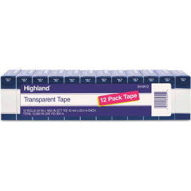 Highland Transparent Tape, 3/4" x 1000", 1" Core, Clear, 12/Pack