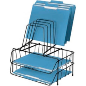 Two Letter Tray Organizer w/Step File Black