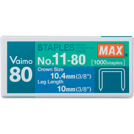 Max® Heavy-Duty, Flat-Clinch Staples, 3/8" Leg Length, 1000/Box