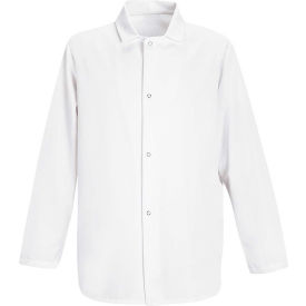 Gripper-Front Short Butcher Coat, White, Polyester/Cotton, 4XL