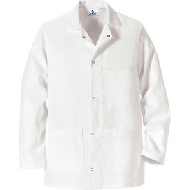 Gripper-Front Short Butcher Coat, White, 2XL, Polyester/Cotton