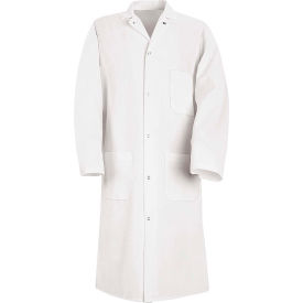 Gripper-Front Butcher Coat W/Exterior Top Pocket, Spun Polyester, White, XS