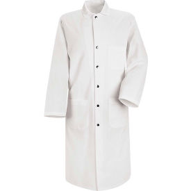 Red Kap Snap-Front Butcher Coat, Spun Polyester, White