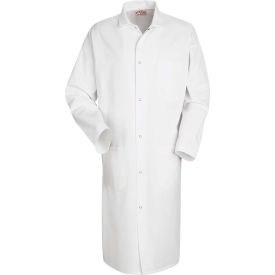 Red Kap Gripper-Front Butcher Frock with Top & 2 Lower Outside Pockets, White, Poly/Cotton Twill