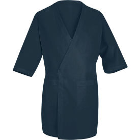 Red Kap Collarless Butcher Wrap with Exterior Pockets, Navy, Polyester/Combed Cotton
