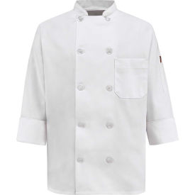 Women's 10 Button-Front Chef Coat, Pearl Buttons, White, Polyester/Cotton, 2XL