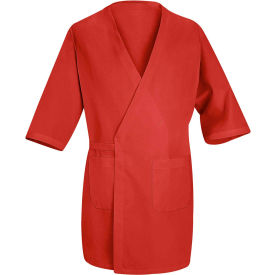 Collarless Butcher Wrap, Red, Polyester/Combed Cotton, 3XL