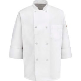 Chef Coat, Thermometer Pocket, Pearl Buttons, White, Poly/Cotton, M