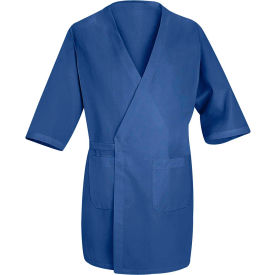 Collarless Butcher Wrap, Royal Blue, Polyester/Combed Cotton, XL