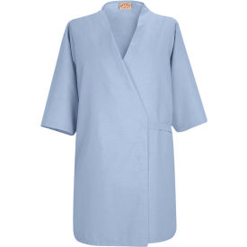Collarless Butcher Wrap W/o Pockets, Light Blue, Polyester/Combed Cotton, 3XL
