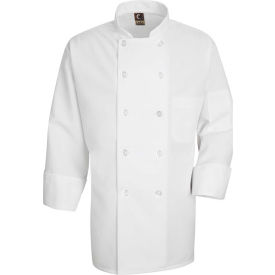 Men's 10 Button-Front Chef Coat, Pearl Buttons, White, Polyester, 4XL