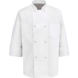 8 Button-Front Chef Coat, Pearl Buttons, White, Polyester/Cotton, Tall