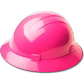 Americana Full Brim Hard Hat, 4-Point Ratchet Suspension, Hi-Viz Pink