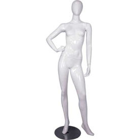 Female Mannequin - Right Hand on Hip, Left Leg Sideways - Gloss Finish, White