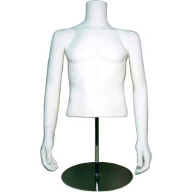 Male Headless Half Mannequin W/O Arms, with Base - Upper - White