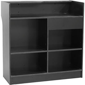Top Register Stand W/Slat Wall Front & Adj. Rear Storage 72"W x 22"D x 42"H Black
