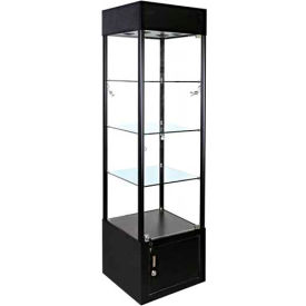Lighted Glass Tower Showcase - Fully Assembled - 20"W x 12"Dx 73"H - Black