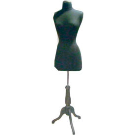 Female 3/4 Body Form - Black with Black Wood Tripod Base